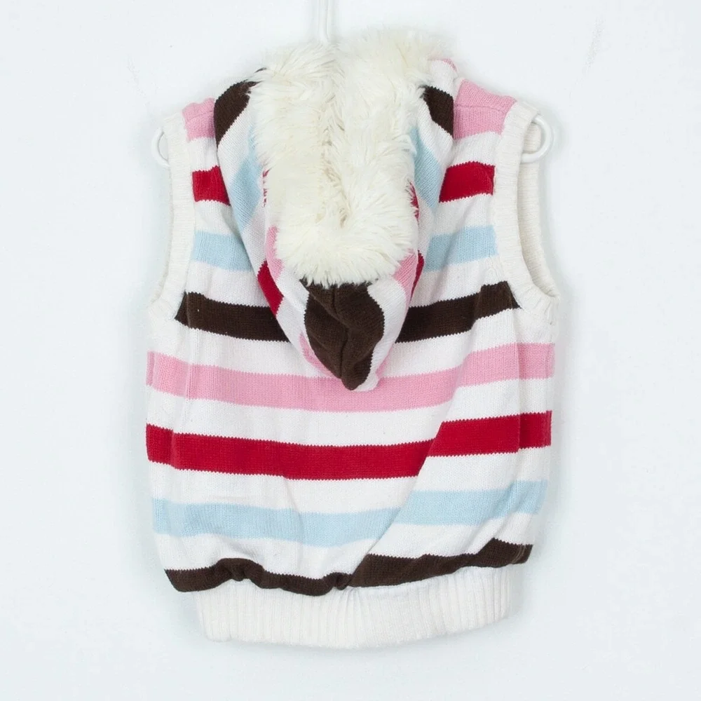 Gymboree Girls Winter Snowflake Faux Fur Striped‎ Sweater Vest Size Small 5/6